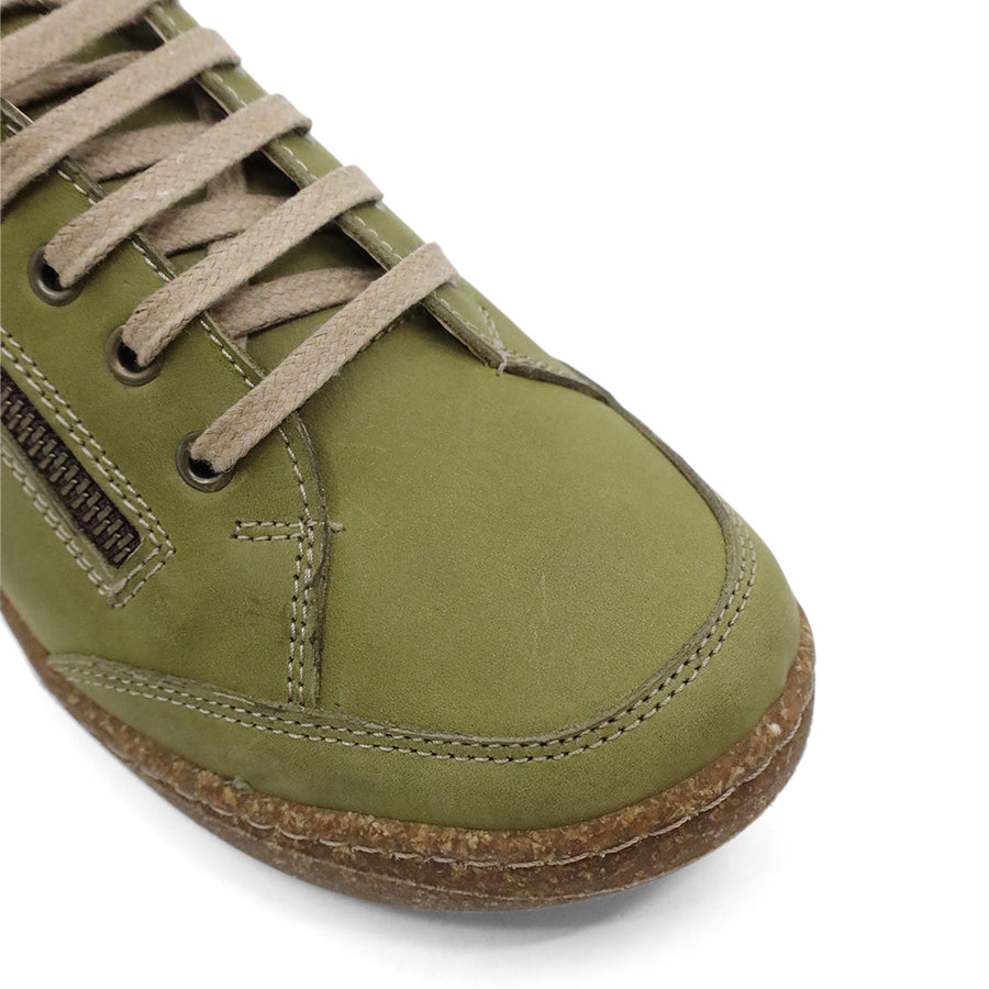 GREEN  LEATHER LACE UP SNEAKER WITH SIDE ZIP GREEN  LEATHER LACE UP SNEAKER WITH SIDE ZIP 