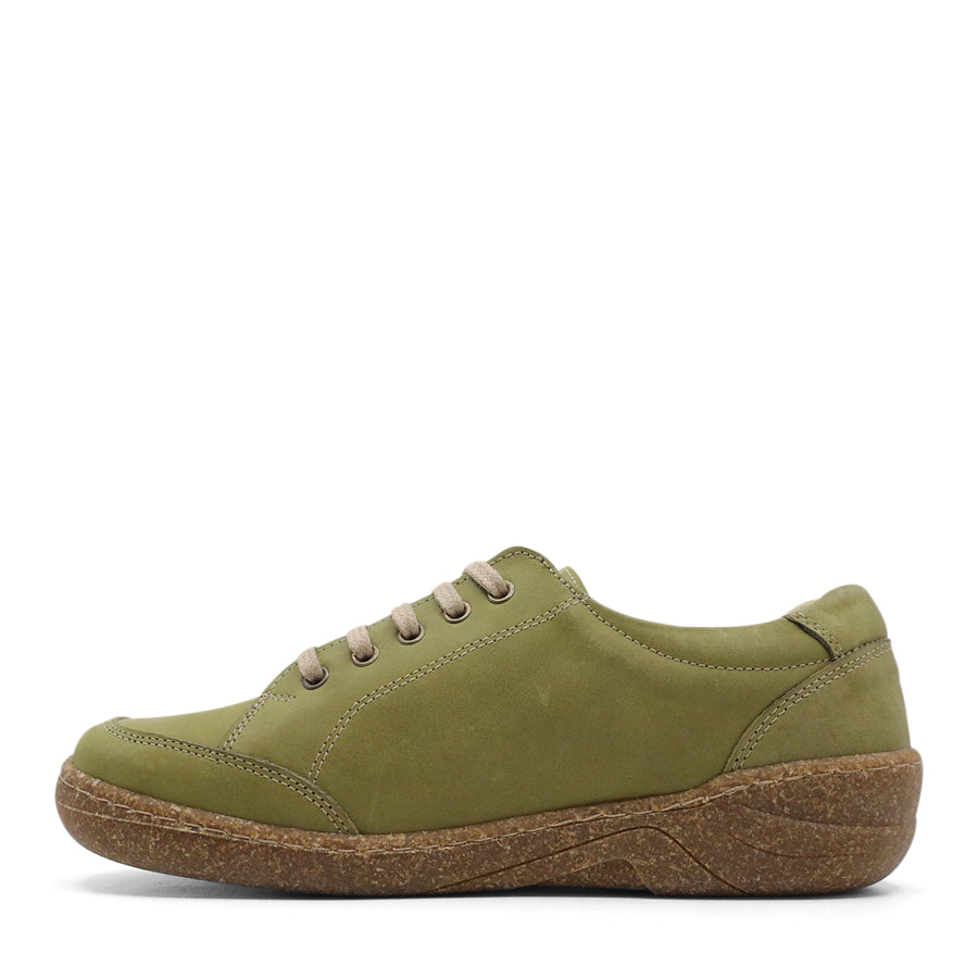 GREEN  LEATHER LACE UP SNEAKER WITH SIDE ZIP 