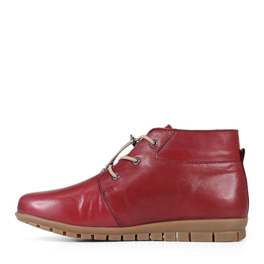 SIDE VIEW RED LACE UP ANKLE BOOT 