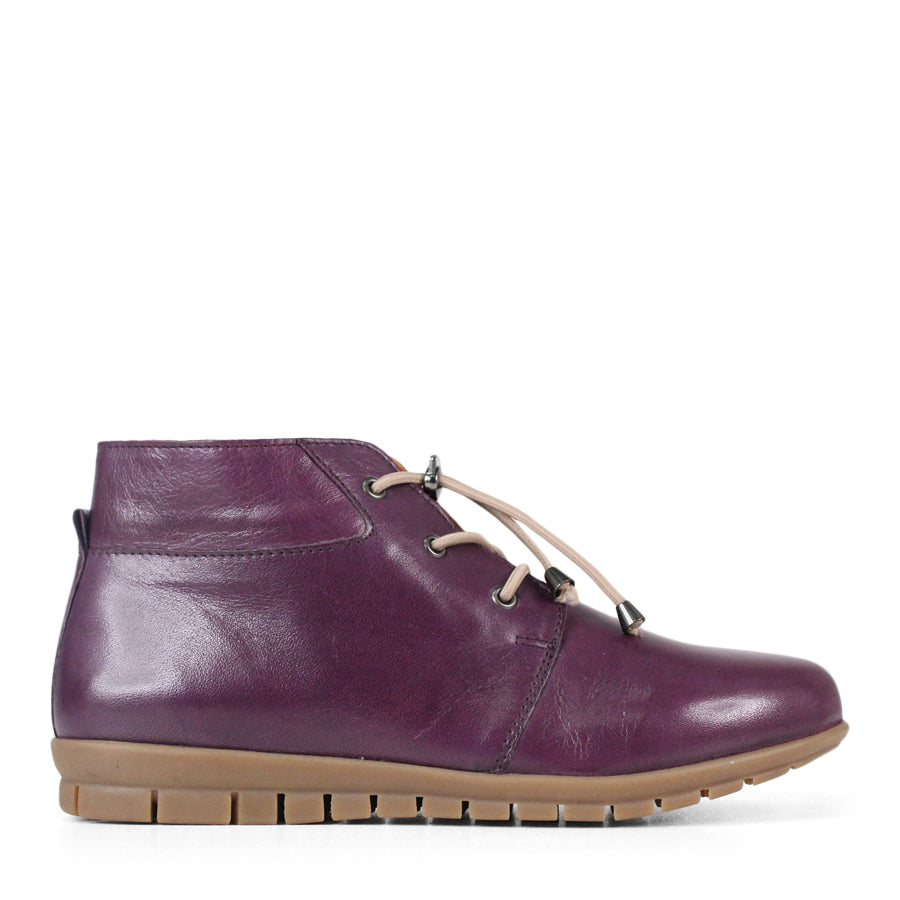 SIDE VIEW PURPLE LACE UP ANKLE BOOT 