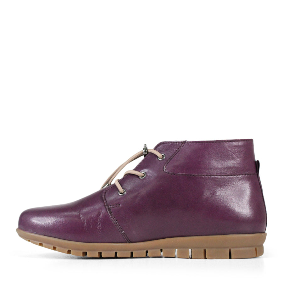 SIDE VIEW PURPLE LACE UP ANKLE BOOT 