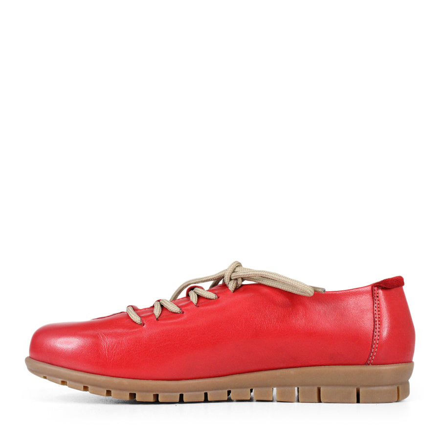SIDE VIEW RED LACE UP CASAUL FLAT 