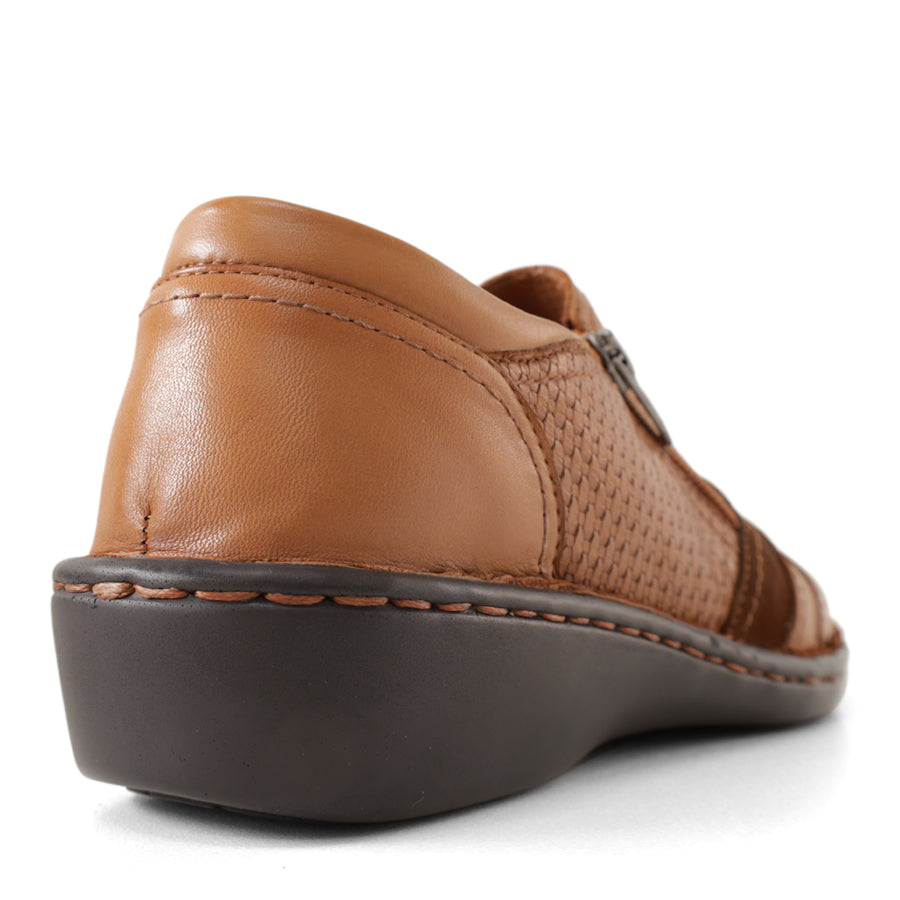 Behind view, Tan, Synthetic sole, 3cm heel height, Tan stitching around the top of sole unit