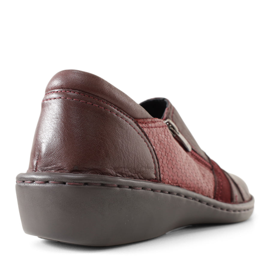 Behind view, Dark Red, Synthetic sole, 3cm heel height, Dark Red stitching around the top of sole unit